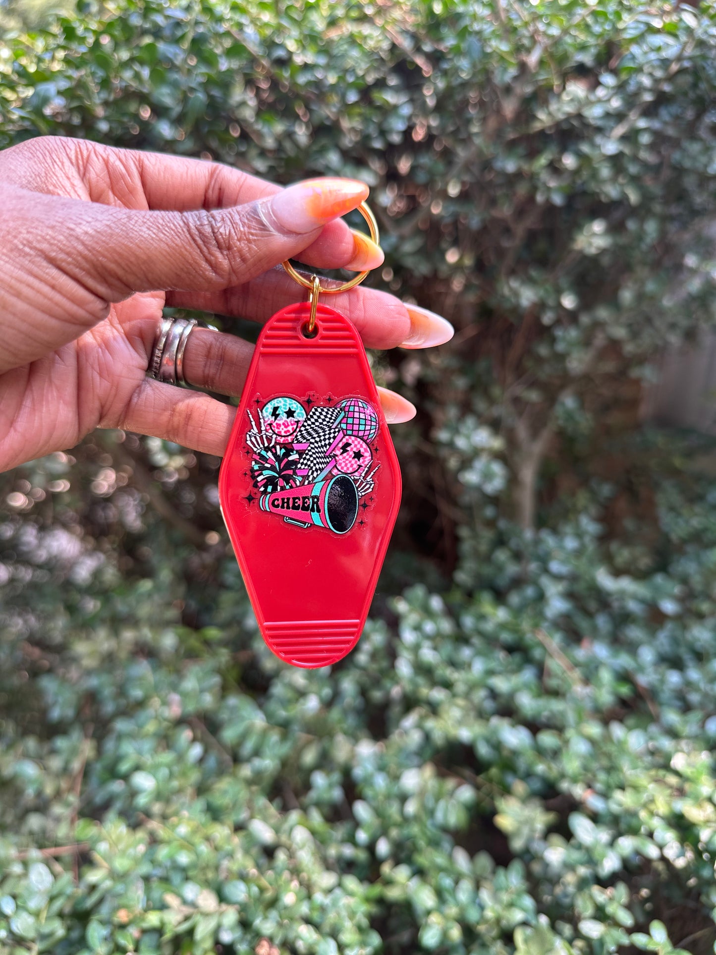 Cheerleader's Red Passion Keychain: Cheers to Victory!