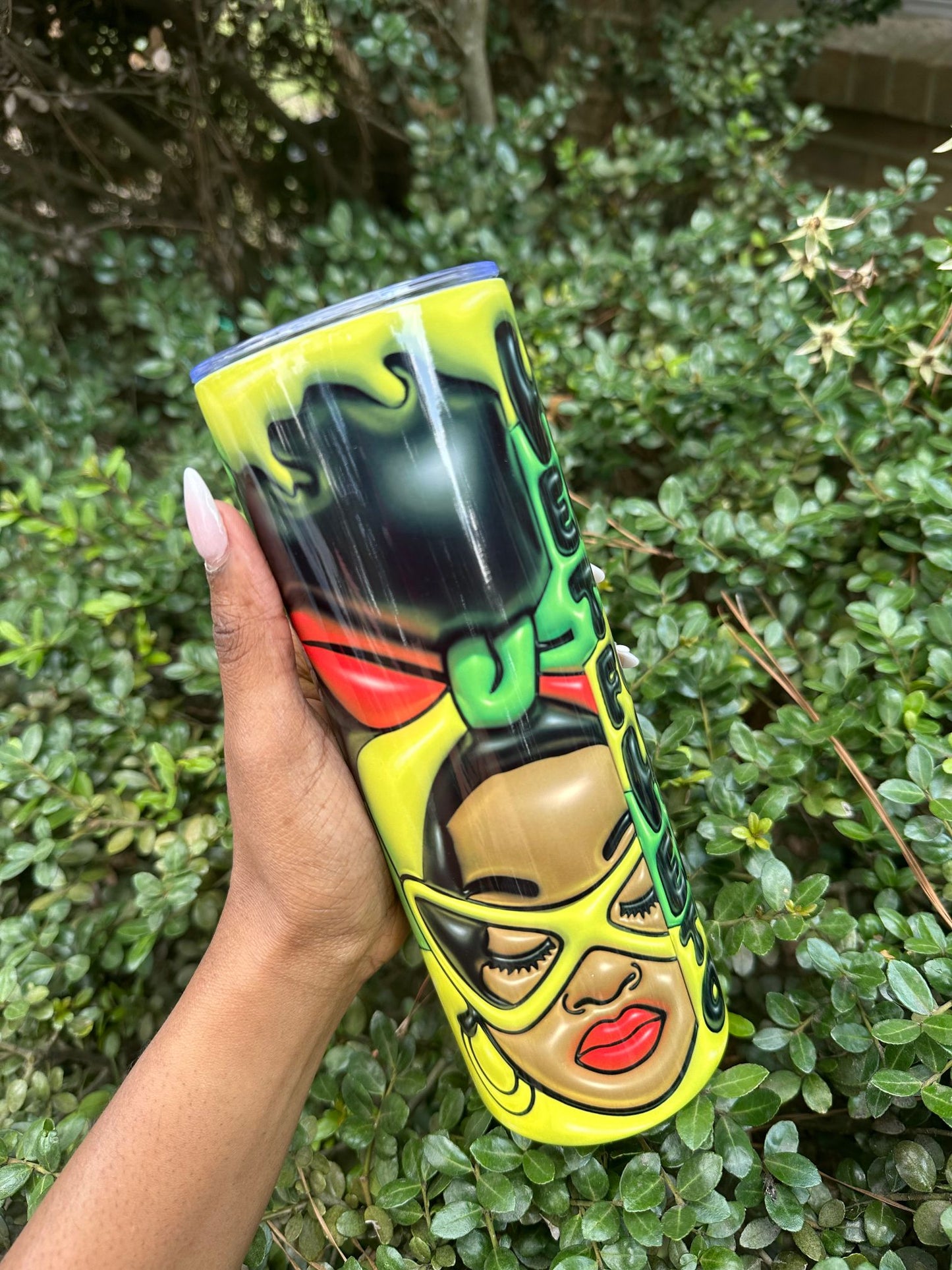 Solar Serenity: 20oz Yellow Stainless Steel Tumbler with Visionary Art